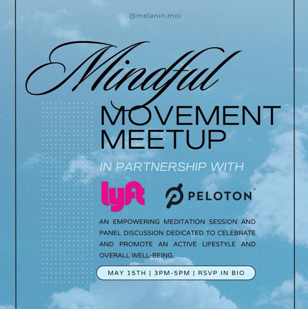 Mindful Movement Meetup event graphic. Image credit Melanin Moi.